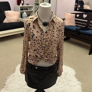 Beige and Black Patterned Blouse  Milk&Honey